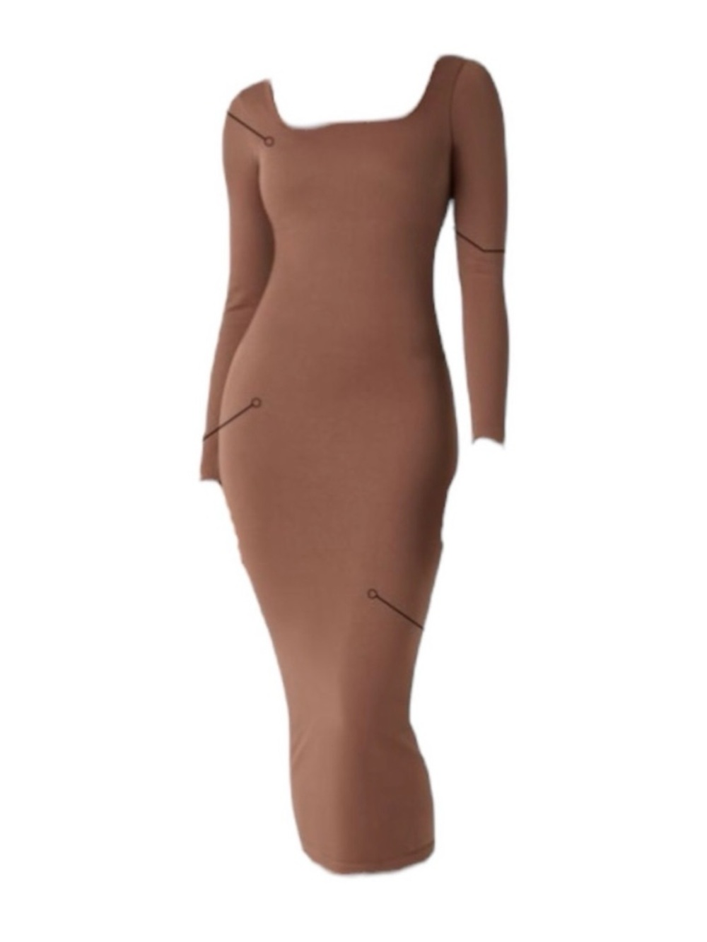 HALARA Brown Long Sleeve Midi Bodycon Shapewear Dress